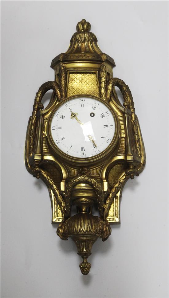 A 19th century French ormolu Cartel clock, height 27.5in.